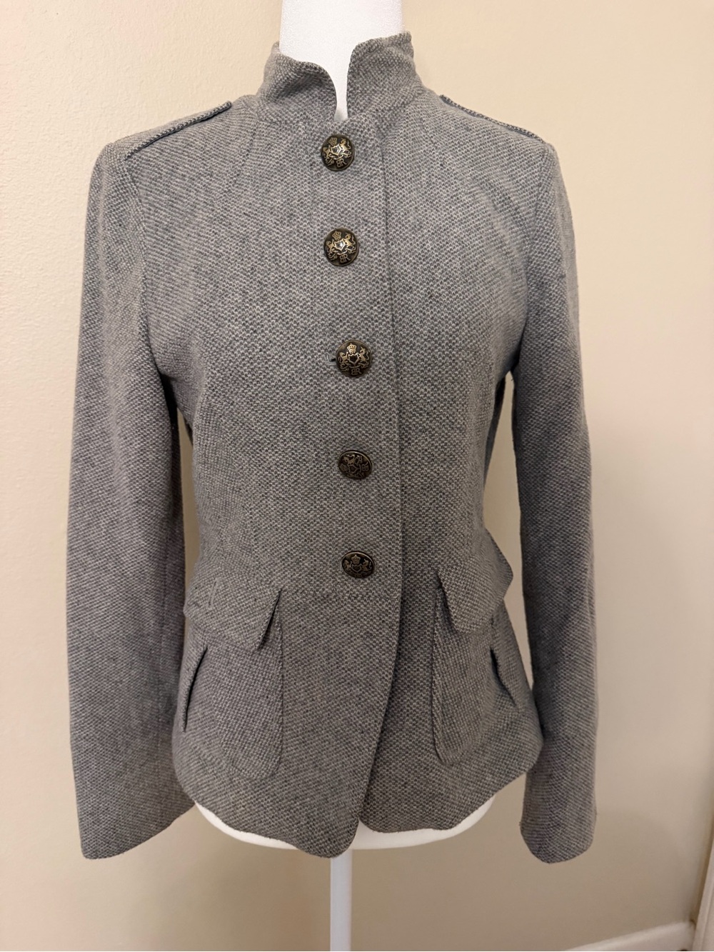 Banana Republic Gray Military-Style Button Jacket